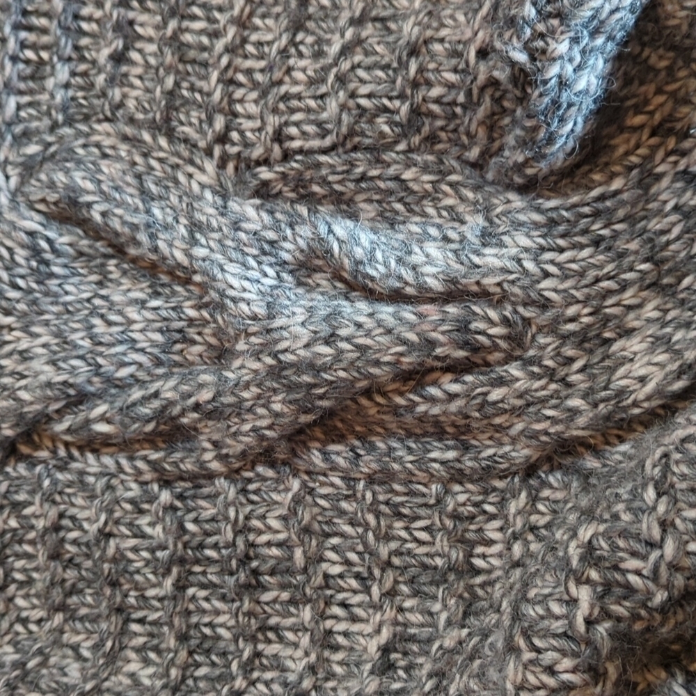 Cable Knit Gray Sweater wool/alpaca chunky wool fisherman Pullover Chunky Sz XS - Picture 6 of 10